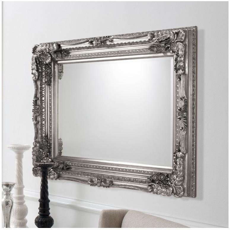 Louis Silver Carved Baroque Rectangle Wall Mirror 5055299406342