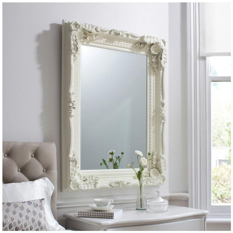 Louis Cream Carved Baroque Rectangle Wall Mirror 5055299411841