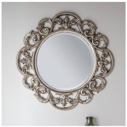 Chartwell Silver French Rococo Round Wall Mirror Hung 5055299462010