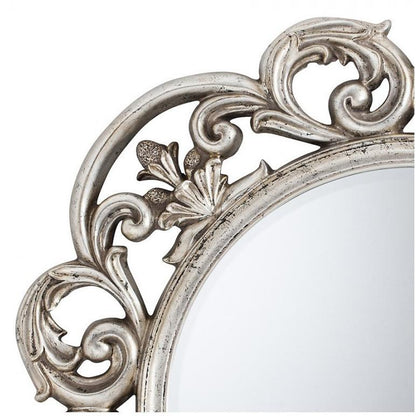 Chartwell Silver French Rococo Round Wall Mirror Close Up 5055299462010