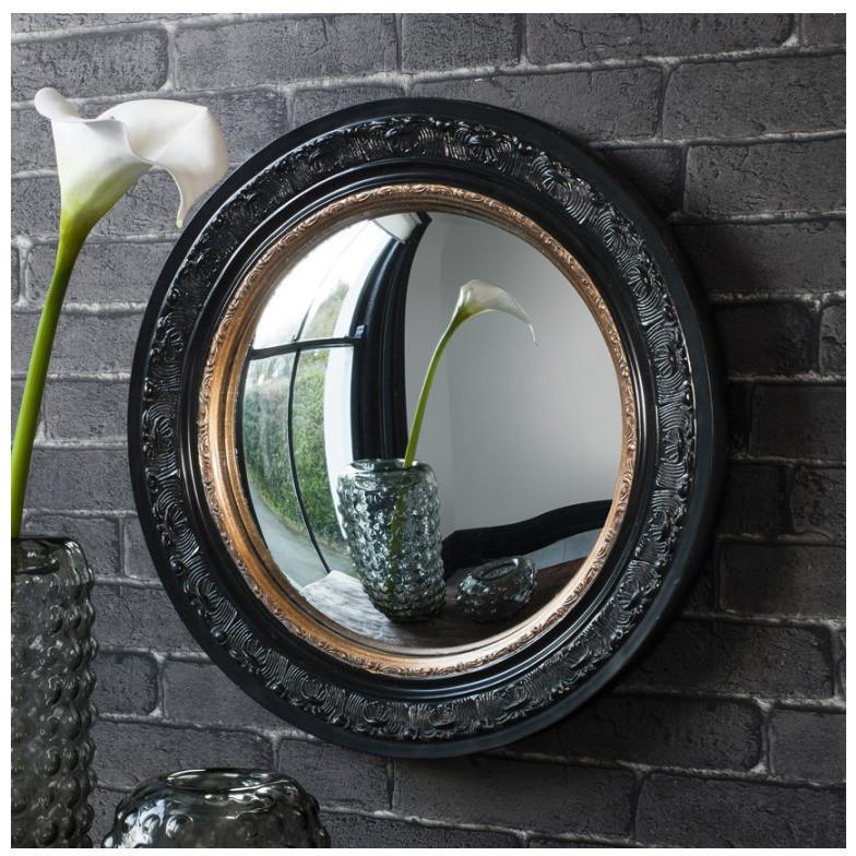 Langford Black Gold Round Porthole Convex Mirror 5055299468494