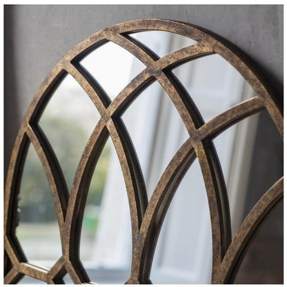 Khadra Aged Bronze Metal Window Wall Mirror Close Up 5055299468548