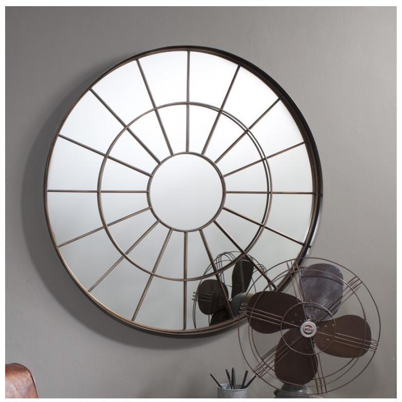 Battersea Large Round Industrial Window Wall Mirror 5055299468616