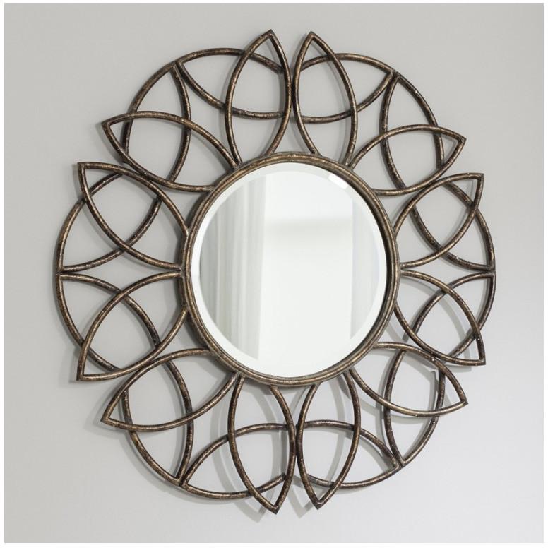 Beckfield Aged Bronze Elliptical Metal Frame Round Wall Mirror 5055299468890