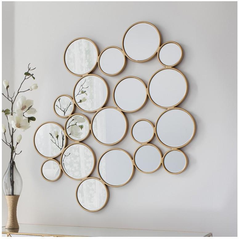 Camilla Contemporary Circles Soft Gold Wall Mirror 5055299484395