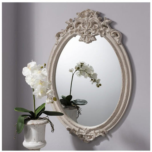 Valmont Oval Vintage Cream Crest Wall Mirror 5055299484432