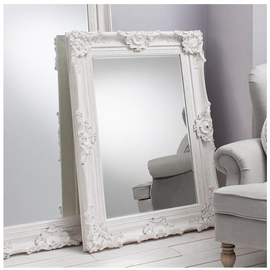 Stretton Matt White Baroque Rectangle Wall Mirror 5055299490037