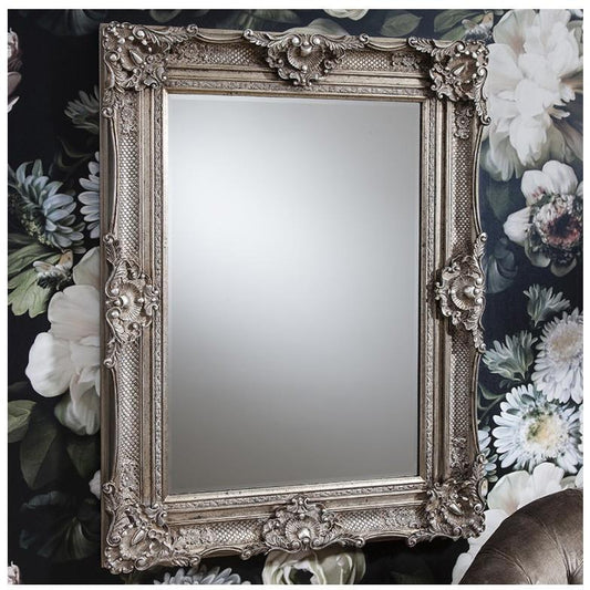 Stretton Antique Silver Baroque Rectangle Wall Mirror 5055299490044