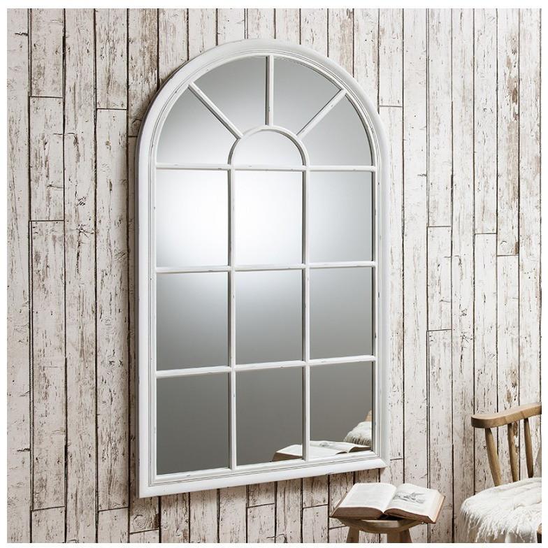 Fulshaw Aged White Arched Window Wall Mirror 5055299490075