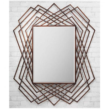 Specter Burnished Copper Geometric Frame Wall Mirror 5055999201285