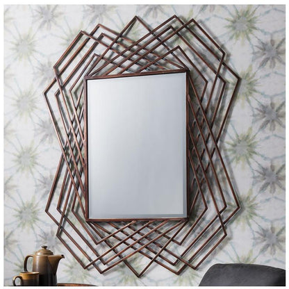 Specter Burnished Copper Geometric Frame Wall Mirror Hung 5055999201285