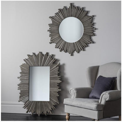 Kilarra Rectangle Weathered Grey Sunburst Wall Mirror 5055999206495