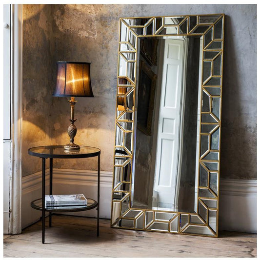 Verbier Gold Geometric Leaner Floor Mirror 5055999207379