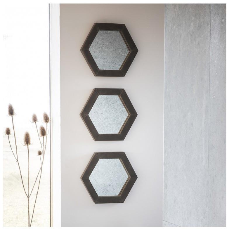 Garfield Set of Three Black Hexagon Wall Mirrors 5055999207515