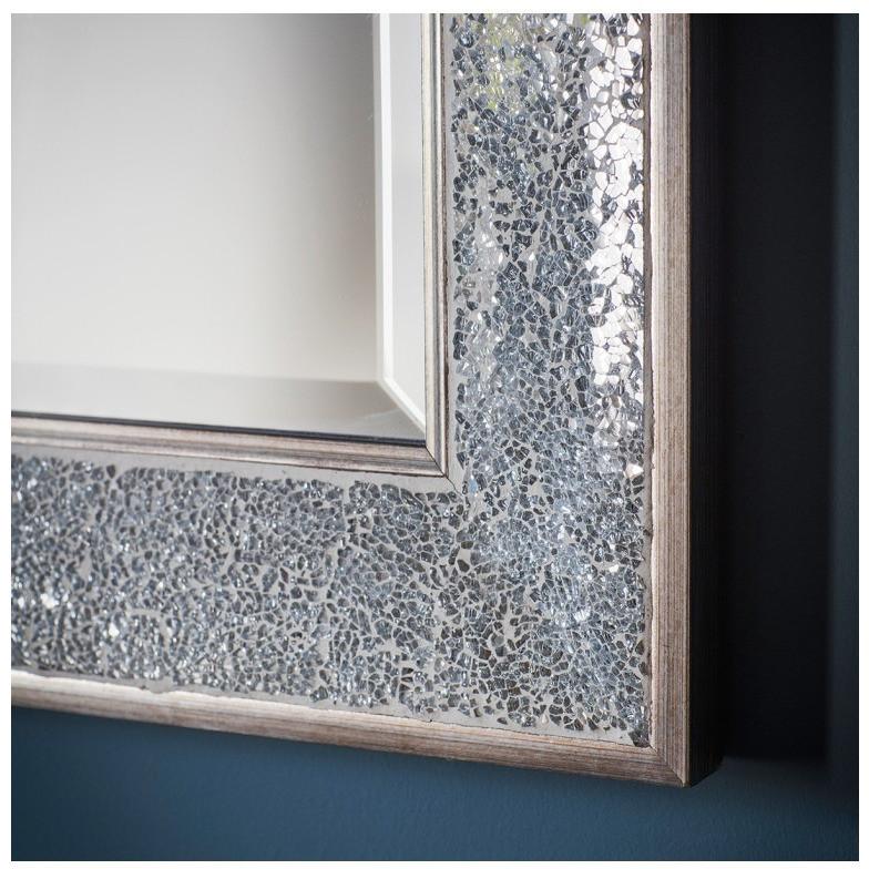 Chester Silver Crackle Glass Wall Mirror Close Up 5055999217255