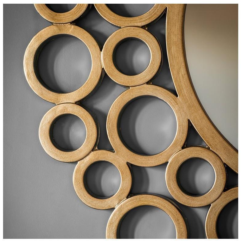 Wrakes Gold Circles Pattern Round Wall Mirror Close Up 5055999217477