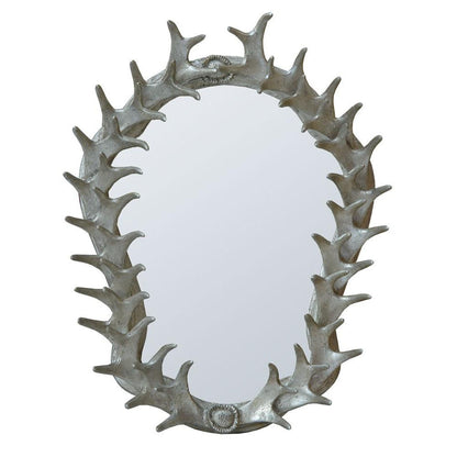 Silver Antler Frame With Oval Bevelled Wall Mirror 82129-SL-40-51