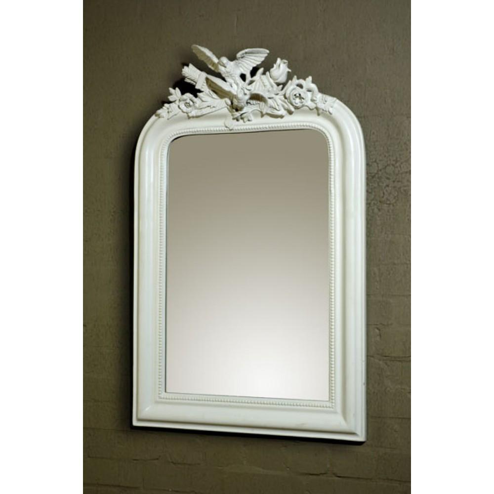 Madam Oiseaux Imperial Eagle White Clay Paint Bevelled Mirror Hung CFT891B-WHX