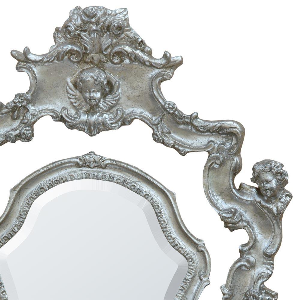 Silver Gilt Leaf Swing Bevelled Table Mirror Close Up C165-SL