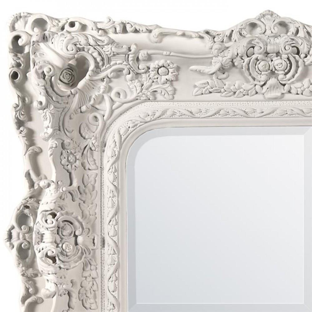 Rosetti Baroque White Floral Double Framed Bevelled Mirror Close Up CFR020-WH-74-84