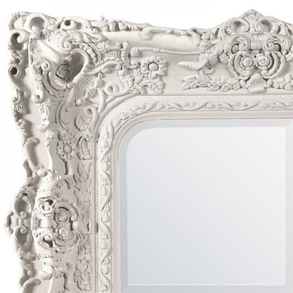 Rosetti Baroque White Floral Double Framed Bevelled Mirror Close Up CFR020-WH-74-84