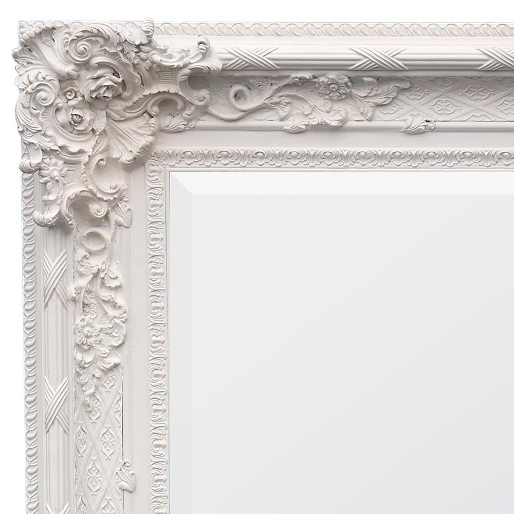 White Clay Paint Decorative Crossed French Pattern Wall Mirror Close Up CFR052