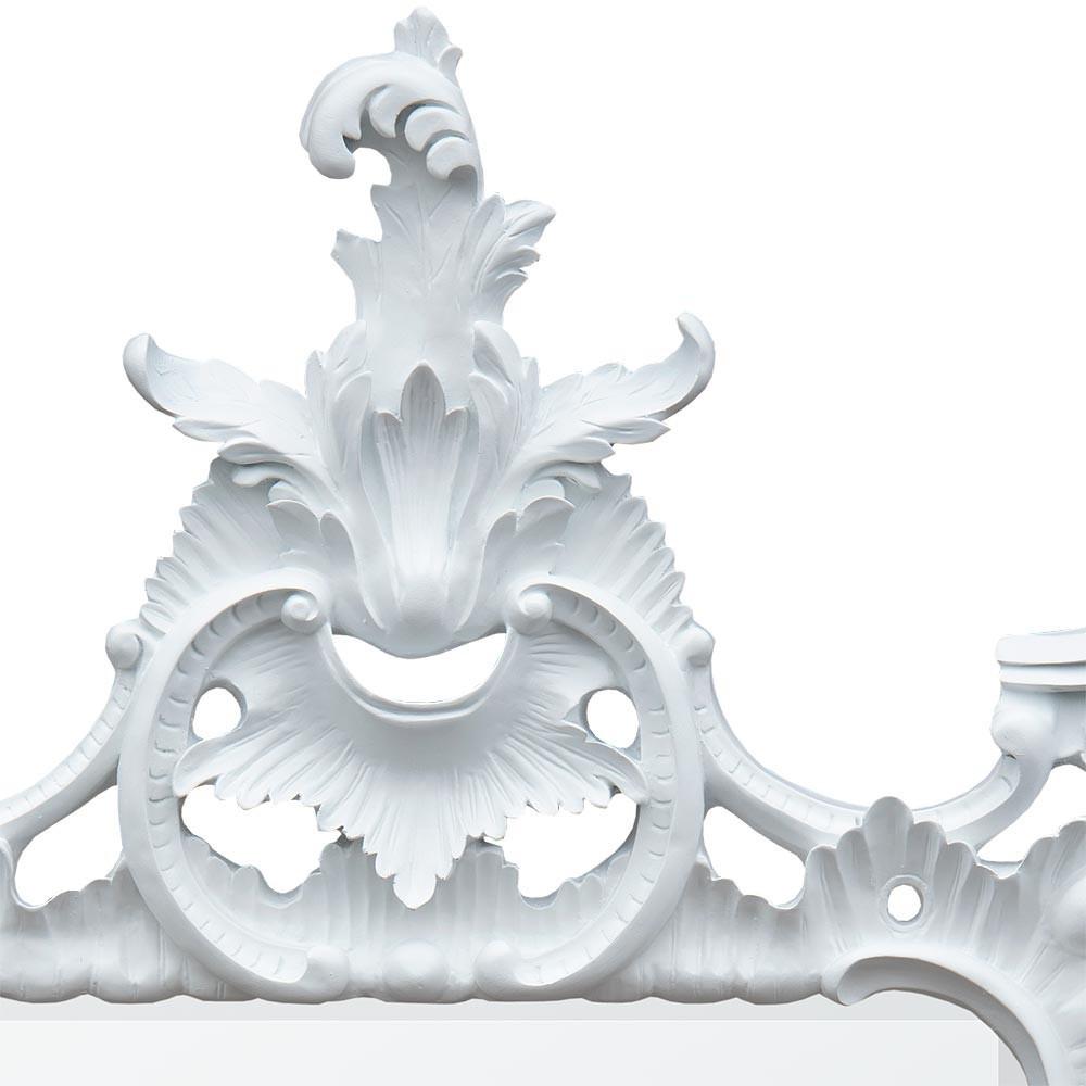 White Clay Paint Chippendale Style Long Portrait Bevelled Mirror Close Up Top CFR088-WH-78-153