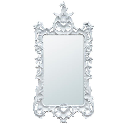 White Clay Paint Chippendale Style Long Portrait Bevelled Mirror CFR088-WH-78-153