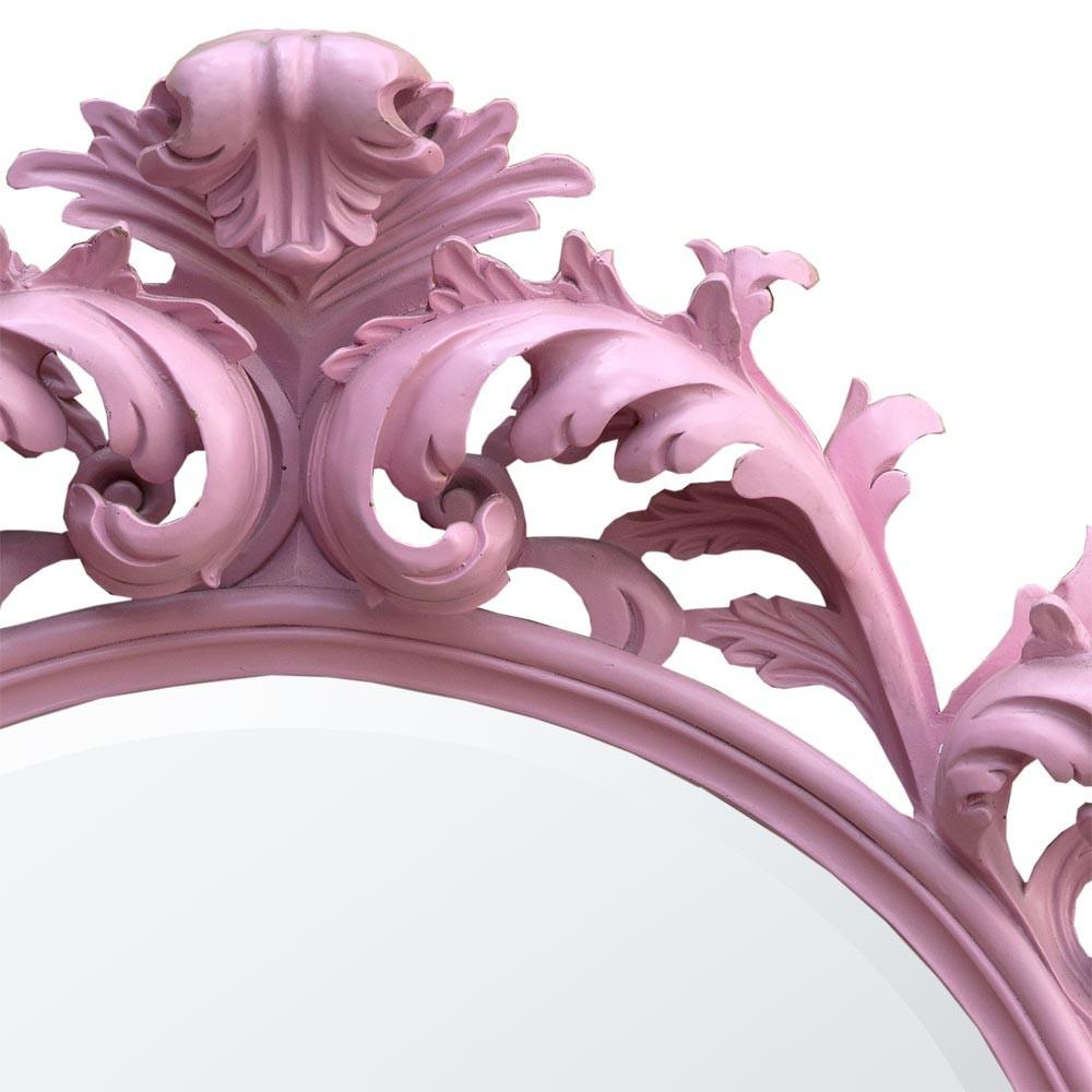 Baroque Pink Oval Landscape Bevelled Wall Mirror Close Up CFR2008-PIX-100-100