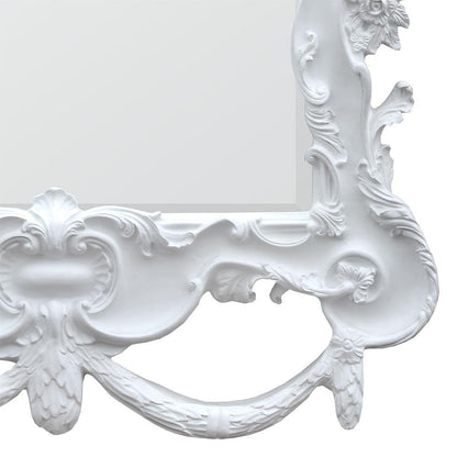 French Style Portrait White Clay Paint Frame with Two Bevelled Mirrors Close Up Bottom CFR905-WH-86-168