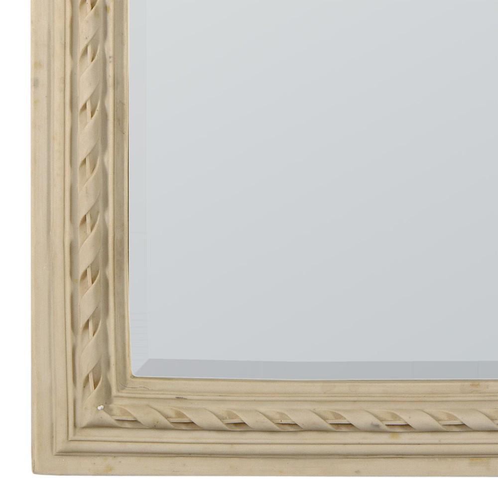 Elegant White Frame with Intricate Bow Detailing Wall Mirror Close Up Bottom CFT1059-WH-22-46