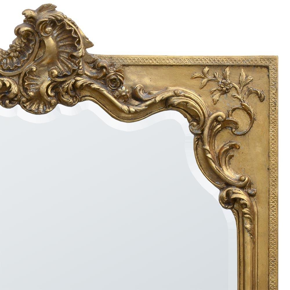 Rocaille Gold Gilt Leaf Clay Painted Rococo Bevelled Mirror Close Up CFT847-GO-102-169