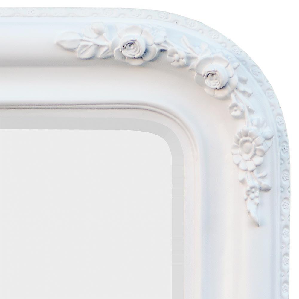 Louis Philippe White Gilt Leaf Bevelled Edge Mirror W60 x H180 cm Close Up Top CFT1902R-WH-60-180