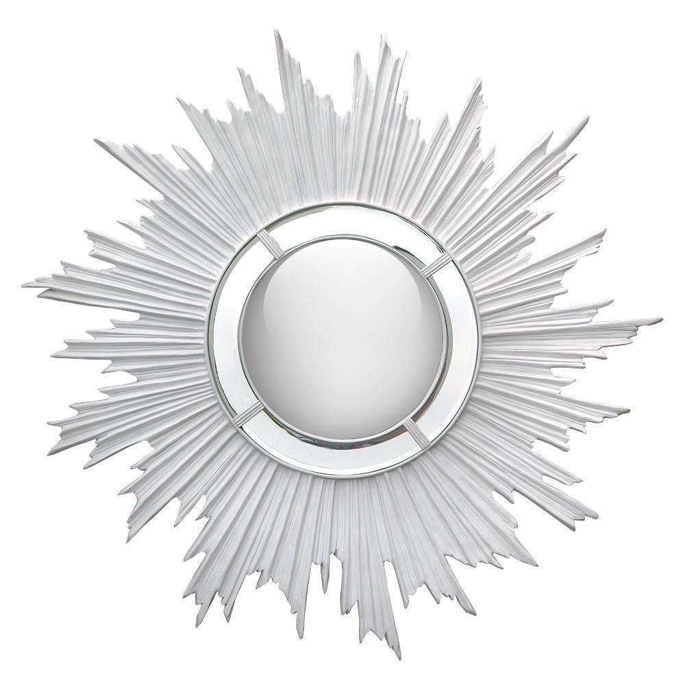 White Clay Painted Sunburst Convex Mirror CFT927-WH-100-100