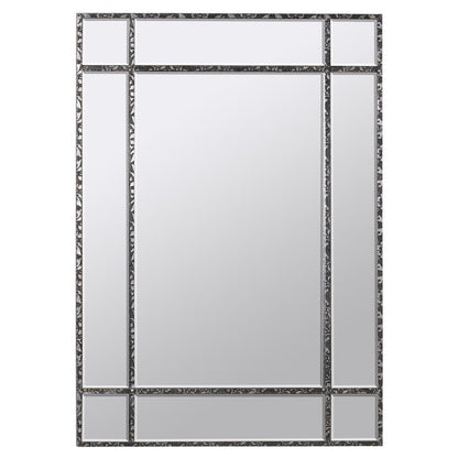 Chaandhi Kar Black & Silver Embossed Frame Rectangular Mirror CHK-4330-304