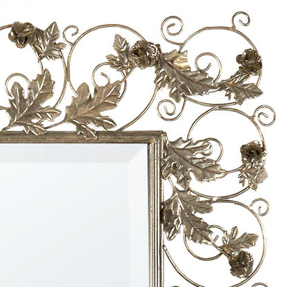 Hibiscus and Swirls Metal Antique Gold Framed Mirror Close Up CMM037-83-105