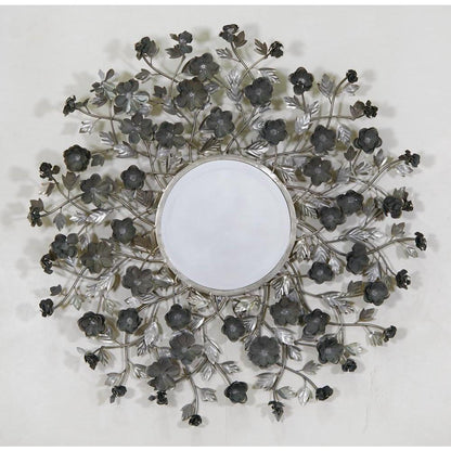 Floral Metal Framed Round Wall Mirror CMM078