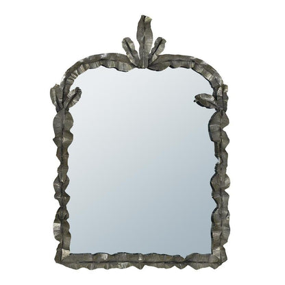 Decorative Leaf Design Metal Framed Wall Mirror White Background CMM086