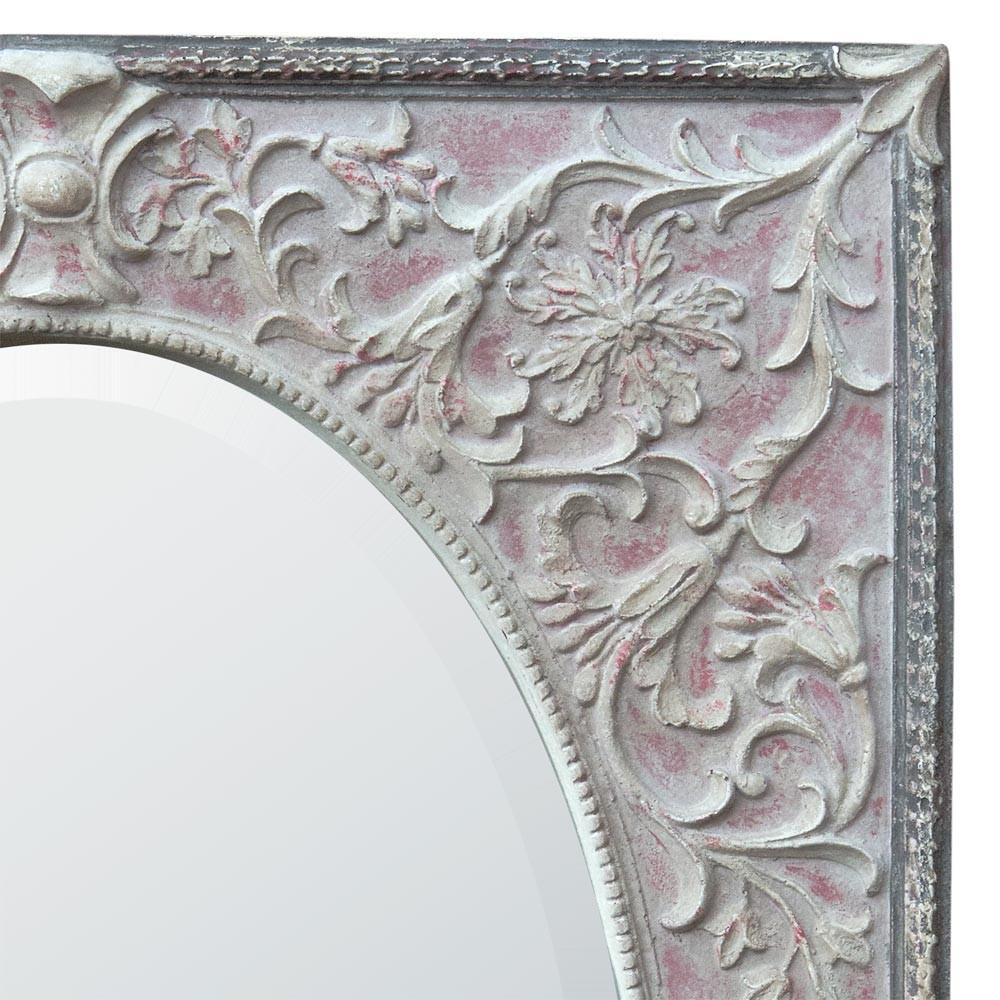 Renaissance Metal Faux Distressed Rectangular Frame Oval Mirror 