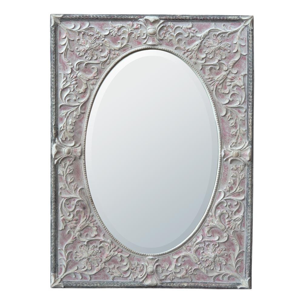 Renaissance Metal Faux Distressed Rectangular Frame Oval Mirror CMM102