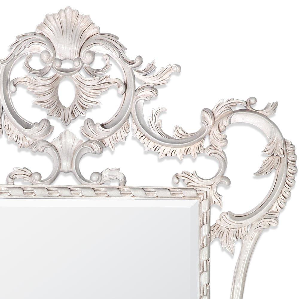 Hand Carved Wooden Frame Mirror Close Up F1001-WH