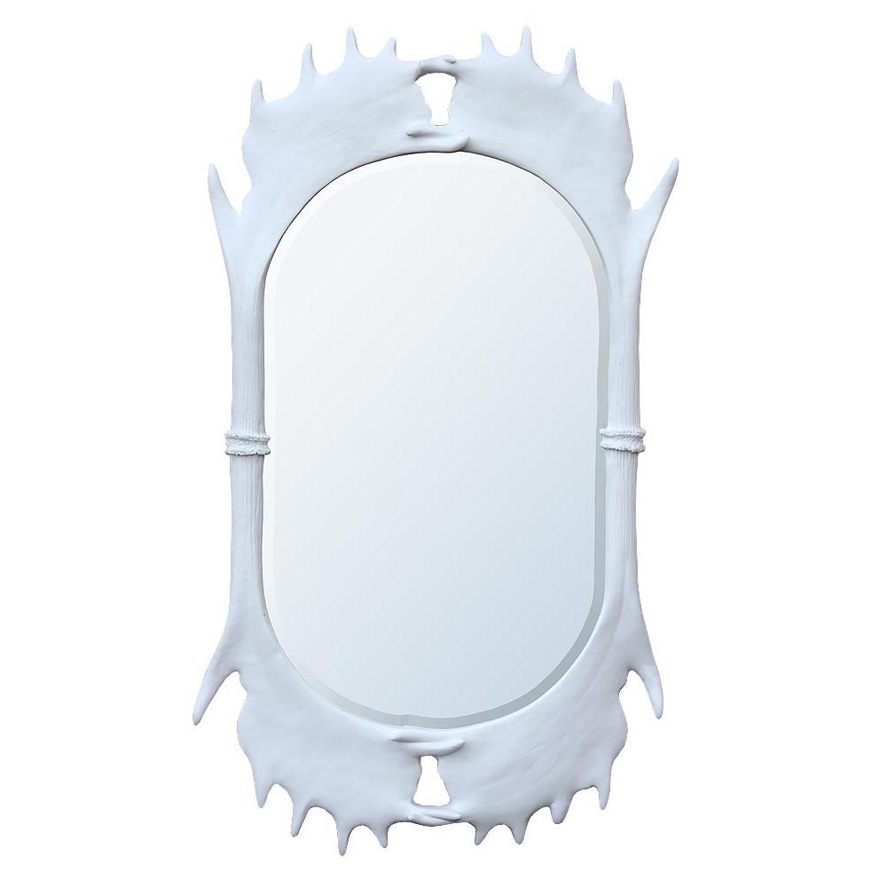 White Antler Frame With Bevelled Mirror FF1022-WH-71-120