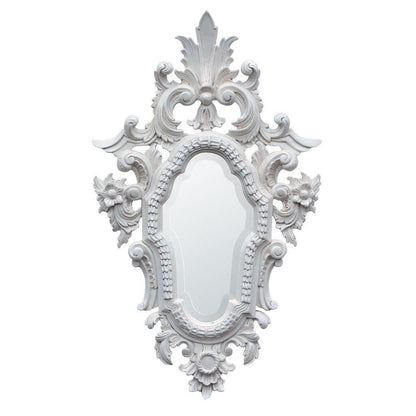 White Cartouche Carved French Wall Mirror KMJ01-WH