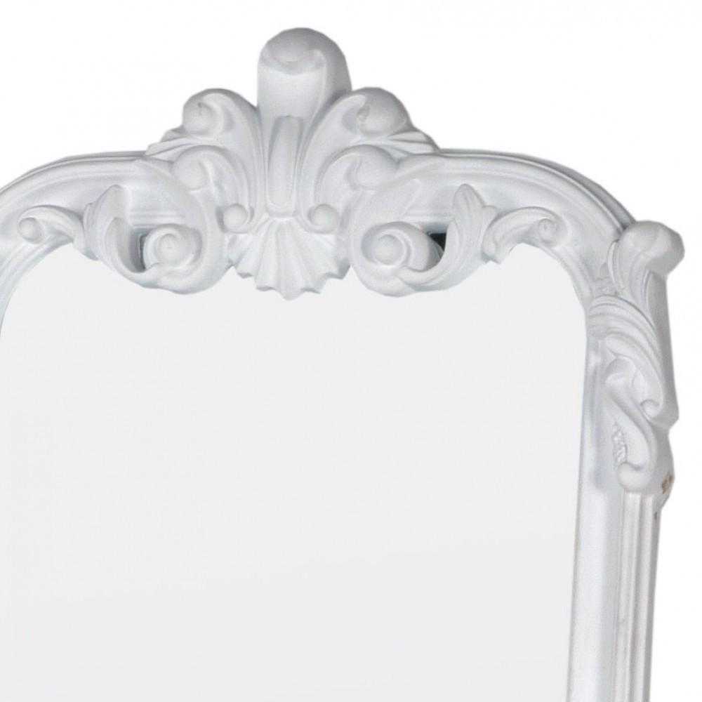 White Free Standing French Rocaille Style Cheval Mirror Close Up MIF-011-WH