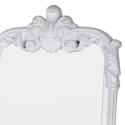 White Free Standing French Rocaille Style Cheval Mirror Close Up MIF-011-WH