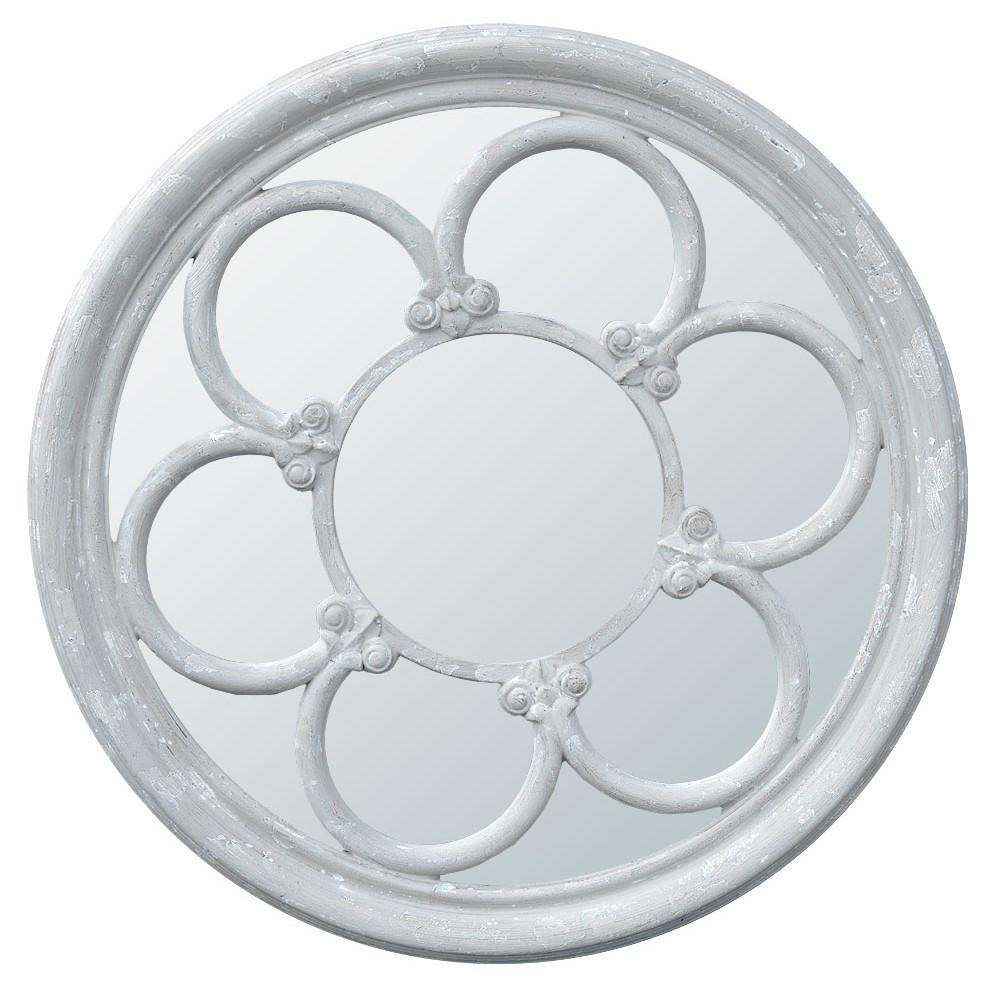 Architectural St Pancras Window Antique White Round Wall Mirror MIW-028-CR