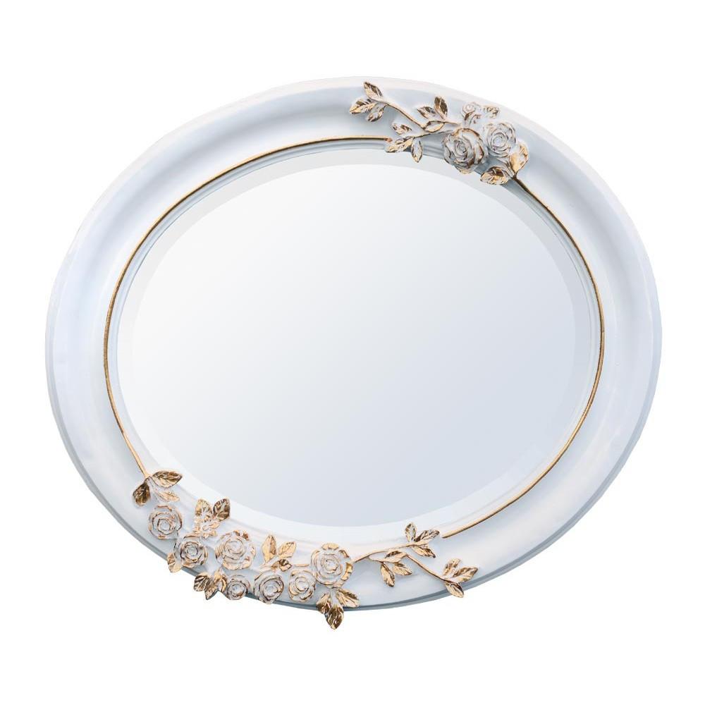 White and Gold Oval Mirror TS1013-WHGO