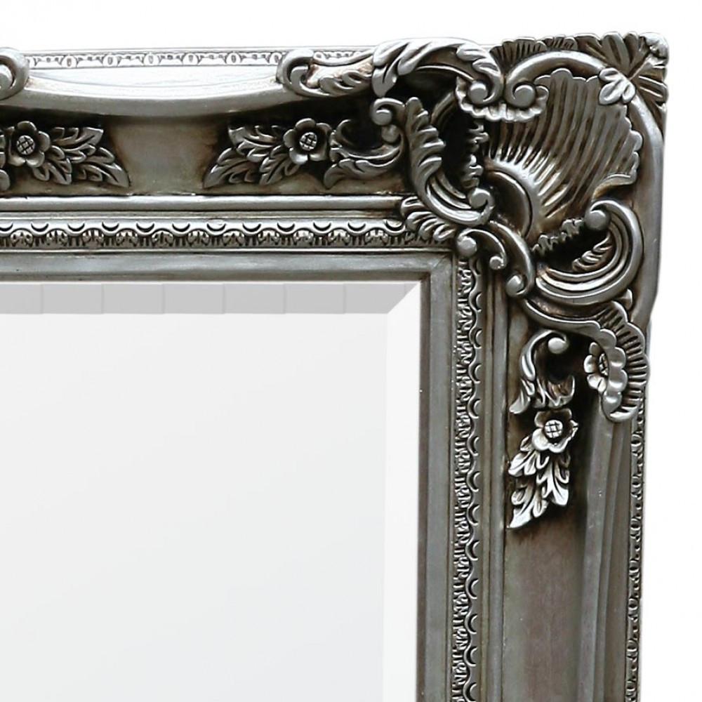 Decorative Silver Floor Standing Bevelled Mirror Close Up TS9101-SL-122-182